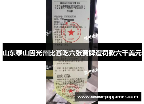 山东泰山因光州比赛吃六张黄牌遭罚款六千美元